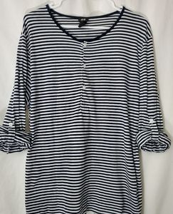 Striped Henley Top (Black & White)